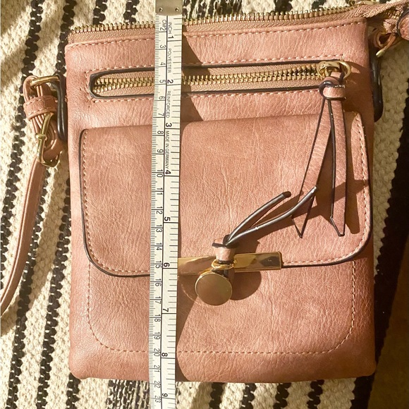 Mauve Faux Leather Mini Crossbody Bag w/ Wallet - Picture 9 of 16